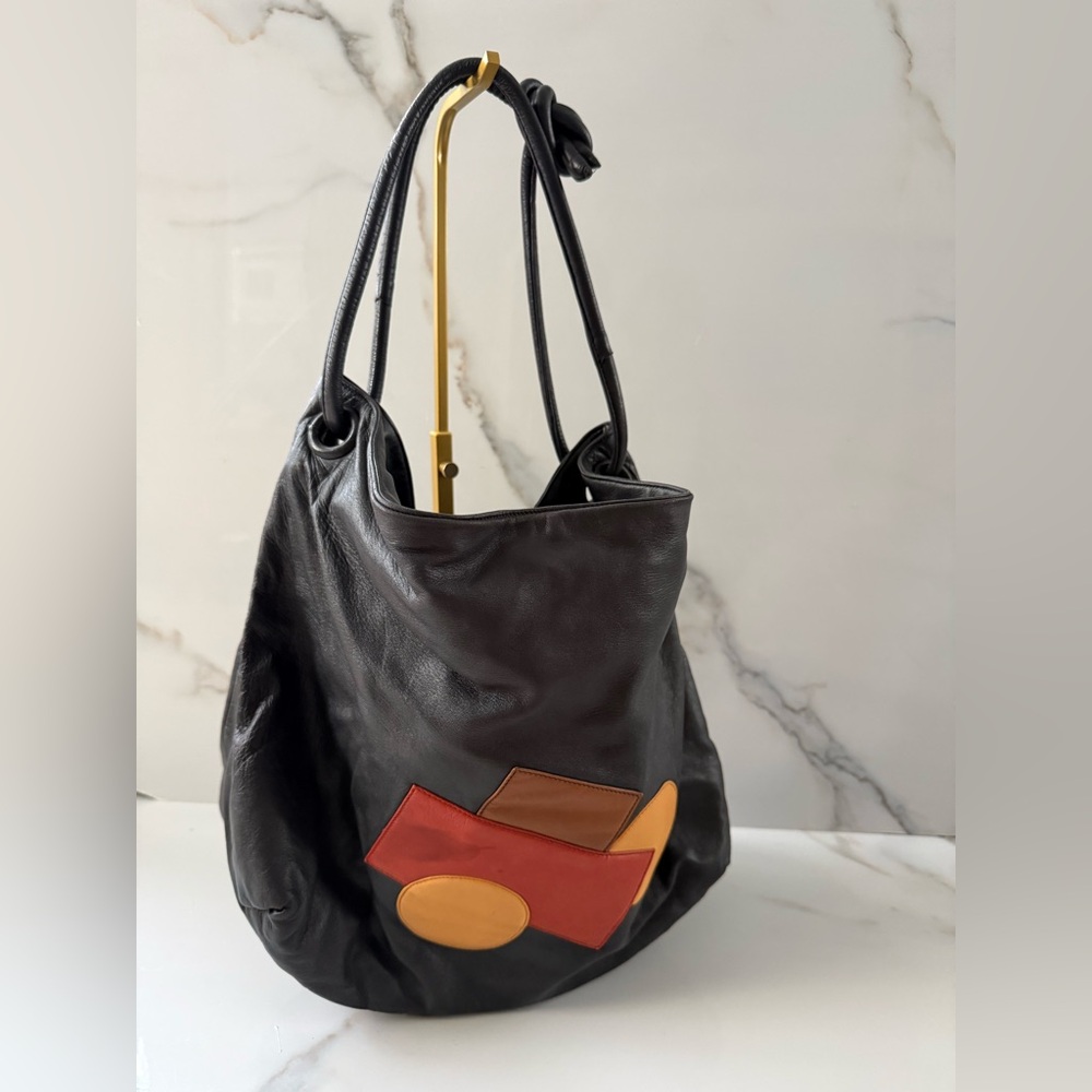 Loewe Black Leather Shoulder Tote Bag